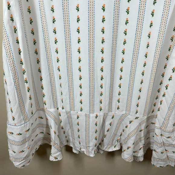 Forever 21 Mini Dress Women's Size 0X White Floral 100%Rayon Short Sleeve V Neck - Picture 7 of 12